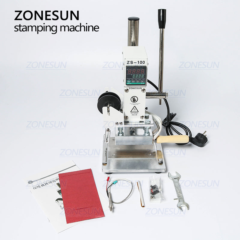 ZONESUN ZS‑100A 5×10 cm Hot Foil Stamping Machine with Dual Clips