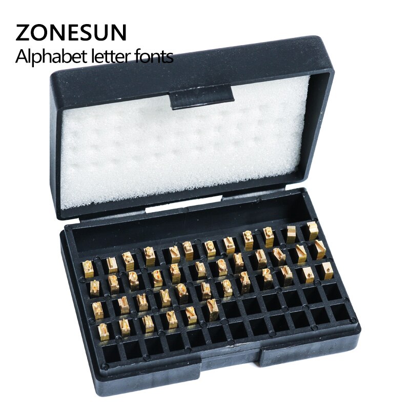 ZONESUN A‑Z 0‑9 Copper Letter Number Set for Hot Code Ribbon Printers
