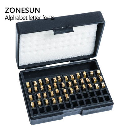 ZONESUN A‑Z 0‑9 Copper Letter Number Set for Hot Code Ribbon Printers