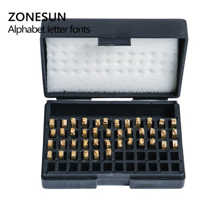 ZONESUN A‑Z 0‑9 Copper Letter Number Set for Hot Code Ribbon Printers