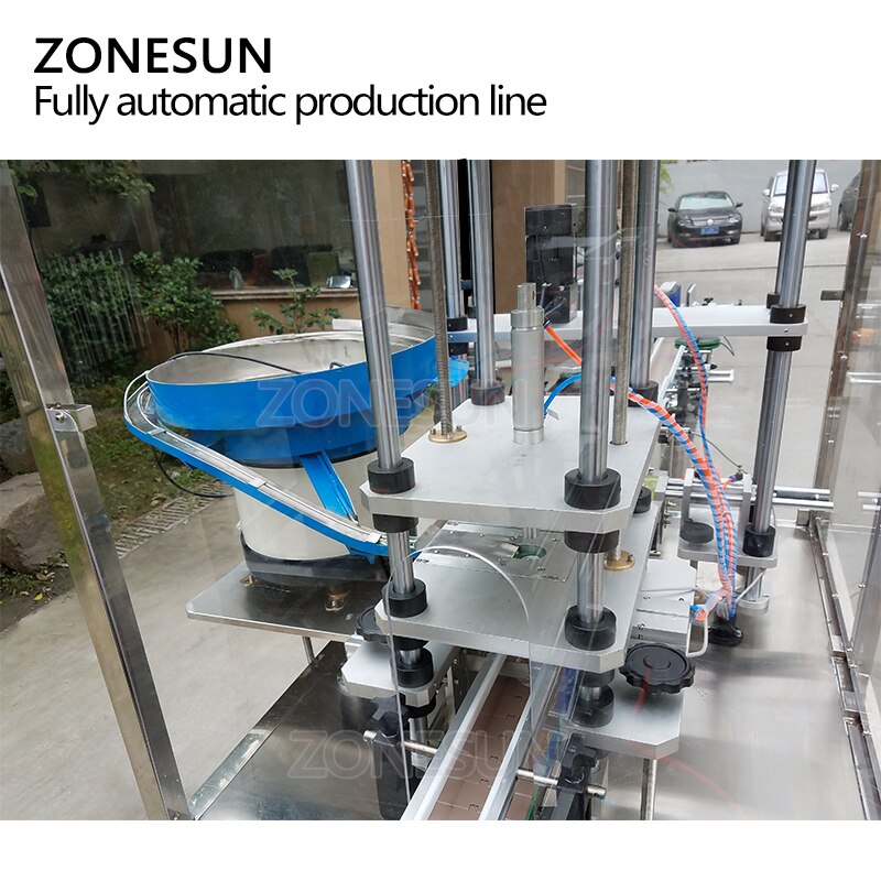 ZONESUN Vertical 6‑Nozzle Liquid Filling Capping Labeling Machine
