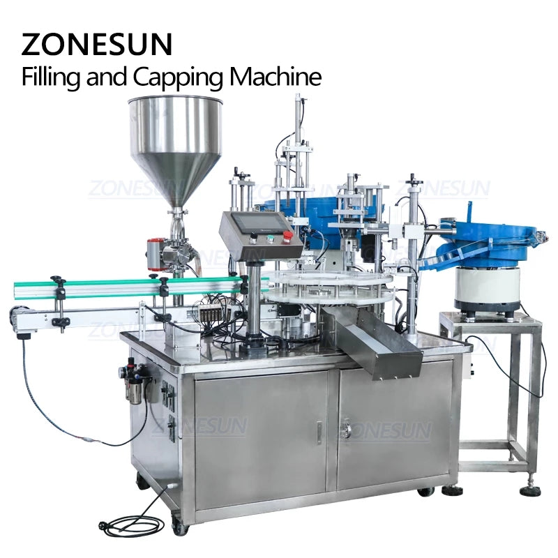 ZONESUN ZS-AFC2 Automatic Paste Filling & Capping Machine With Feeder