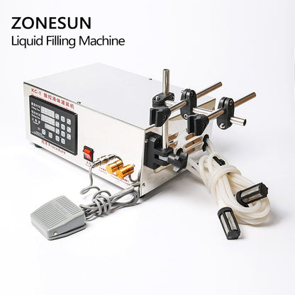 ZONESUN Semi‑Automatic 2‑Head Diaphragm Pump Liquid Filling Machine