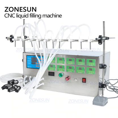 ZONESUN Macchina per il rifornimento di liquidi con pompa a diaframma elettrica a 10 ugelli, macchina ad alta efficienza per succhi di frutta, prodotti per bere