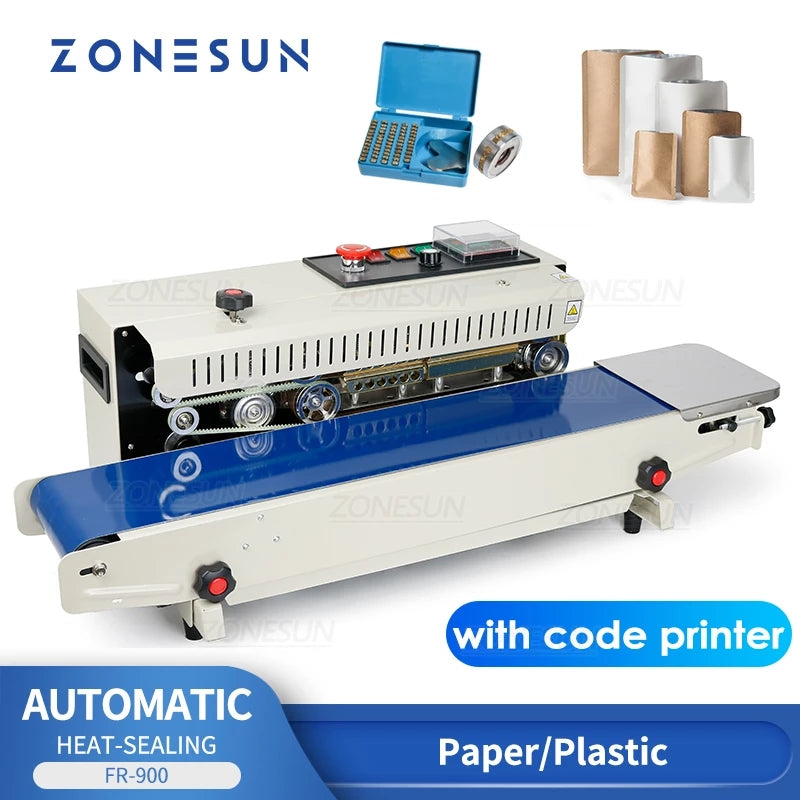 ZONESUN ZS‑FR900 Automatic Continuous Band Sealer with Date Coding