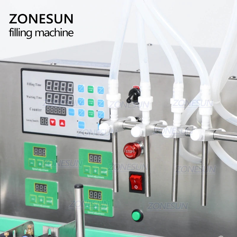 ZONESUN ZS‑DTDP4 Auto-Desktop 4‑Nozzle Diaphragm Pump Liquid Filler