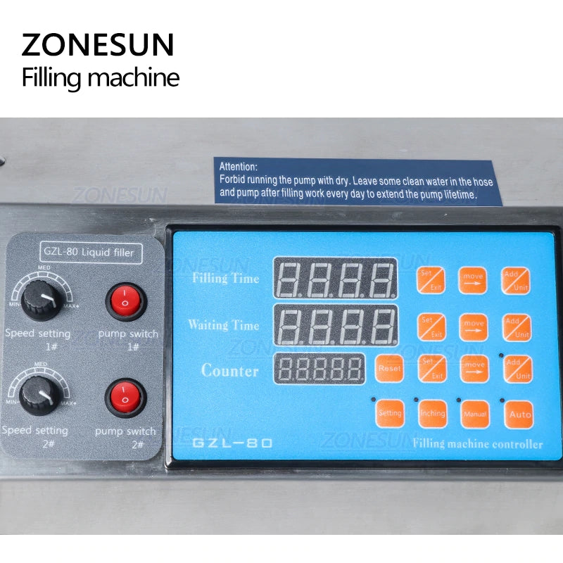 ZONESUN Semi‑Automatic 2‑Nozzles Gear Pump Liquid Filling Machine