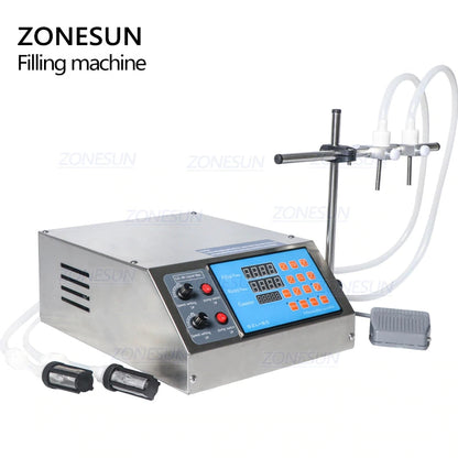 ZONESUN Semi‑Automatic 2‑Nozzles Gear Pump Liquid Filling Machine