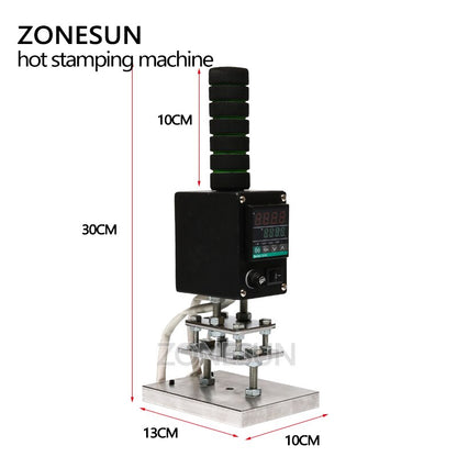 ZONESUN 500W Hand‑held Hot Stamping Tool – 5×7 cm / 8×10 cm / 10×13 cm