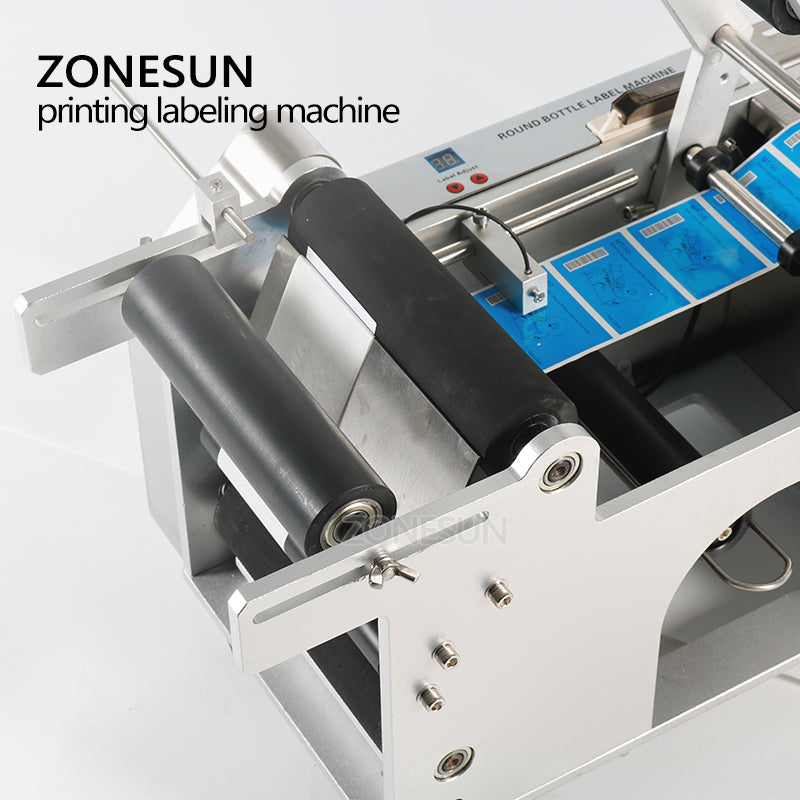 ZONESUN ZS‑TB50D/T Semi‑Auto Round Bottle Labeler with Date Printer