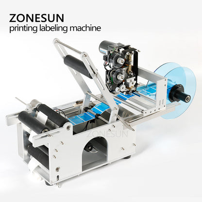 ZONESUN ZS‑TB50D/T Semi‑Auto Round Bottle Labeler with Date Printer