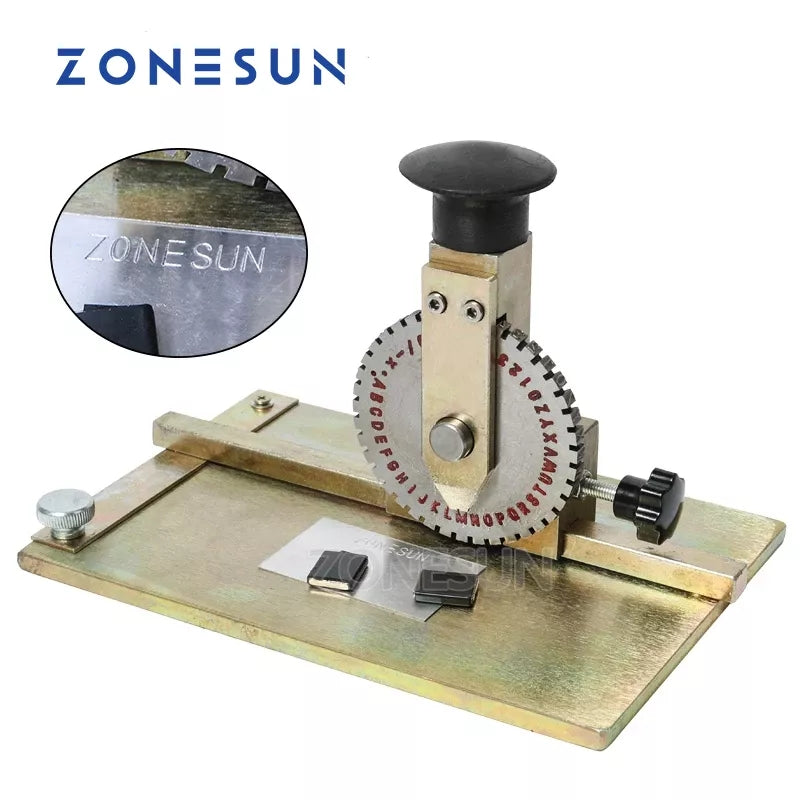 ZONESUN Manual Metal Embossing Machine for Tags, Nameplates&Bracelets