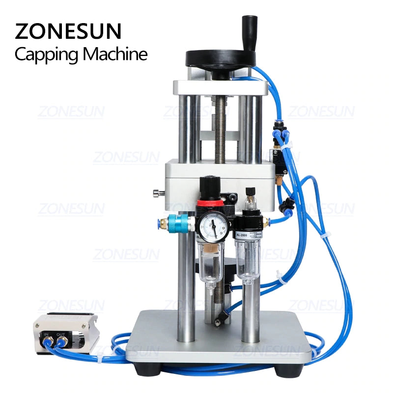 ZONESUN Pneumatic Perfume Vial Capping Machine 13‑20 mm Adjustable