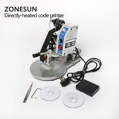 ZONESUN DY‑8 Directly‑heated Ribbon Date Printer Coding Machine